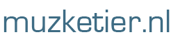 the text muzketier.nl in blue on a white background